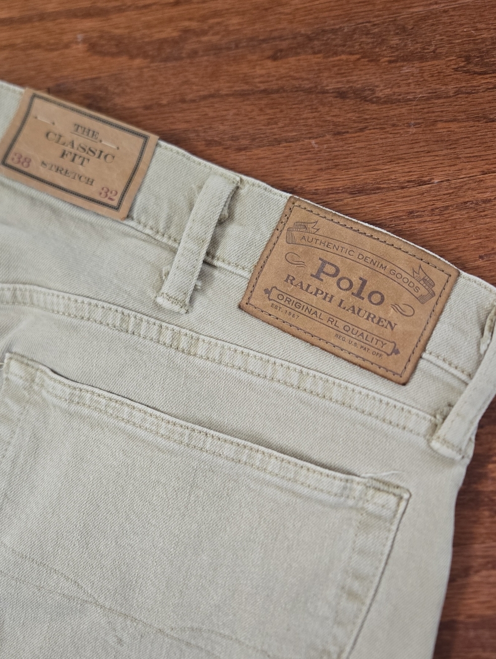 Polo by Ralph Lauren Beige Khaki denim Classic Fit Pants 38x32 NWOT